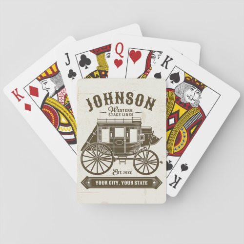 Personalized NAME Old Western Stagecoach Carriage Playing Cards