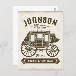 Personalized NAME Old Western Stagecoach Carriage Postcard
