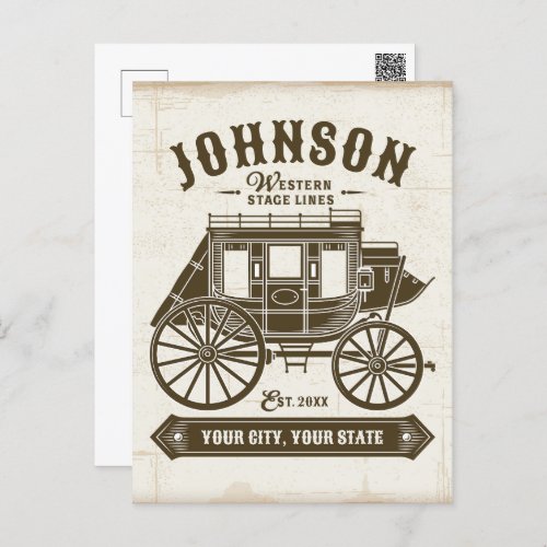 Personalized NAME Old Western Stagecoach Carriage Postcard