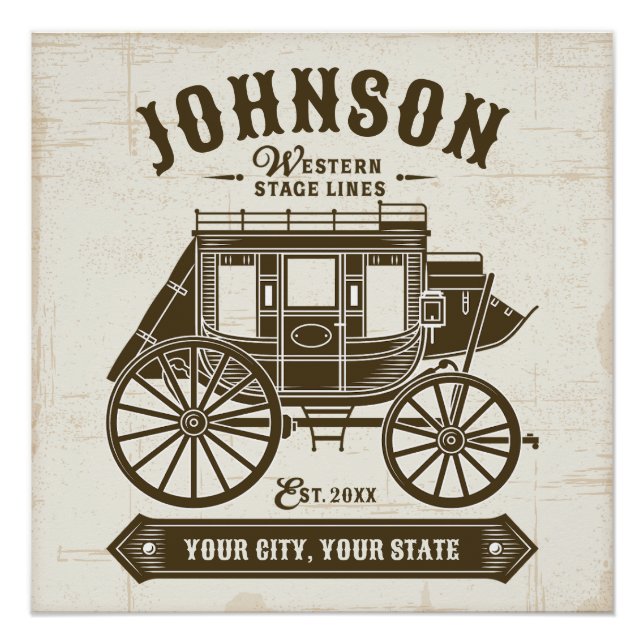 Personalized NAME Old Western Stagecoach Carriage Poster (Front)