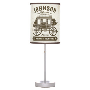 Personalized NAME Old Western Stagecoach Carriage Table Lamp