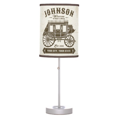 Personalized NAME Old Western Stagecoach Carriage Table Lamp