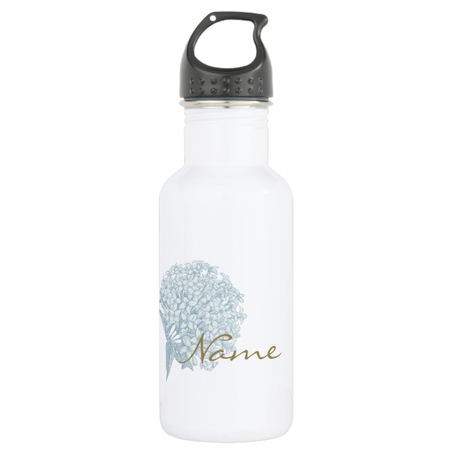 Personalized Name on Hydrangea Water Bottle (Front)