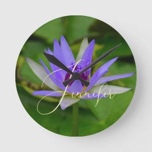 Personalized Name on Lovely Water Lily Wall Clock