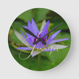 Personalized Name on Lovely Water Lily Wall Clock