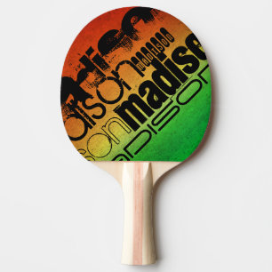 Personalized Name on Neon Orange Yellow & Green Ping-Pong Paddle