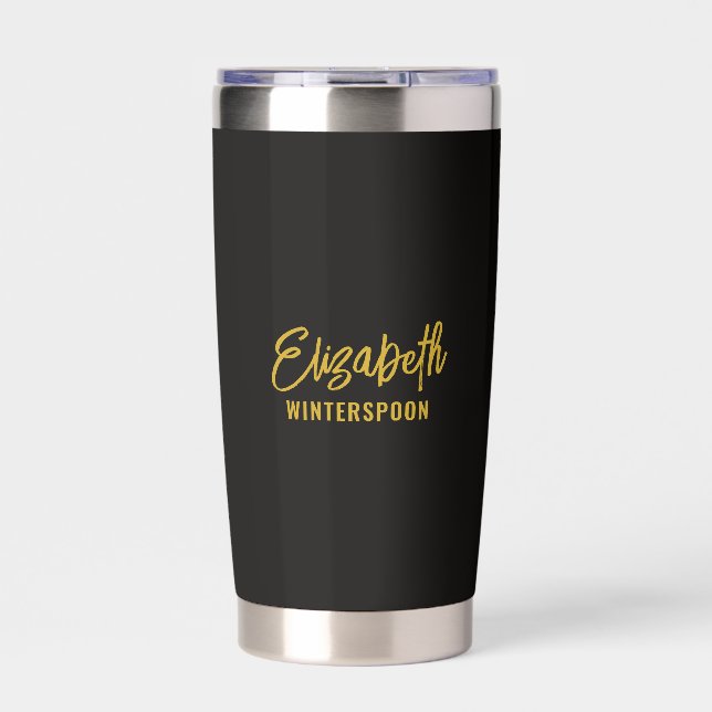 Personalized Name on Raven Black Insulated Tumbler (Front)