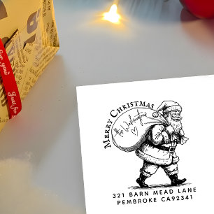 Personalized Name on Santa's Sack Return Address Rubber Stamp