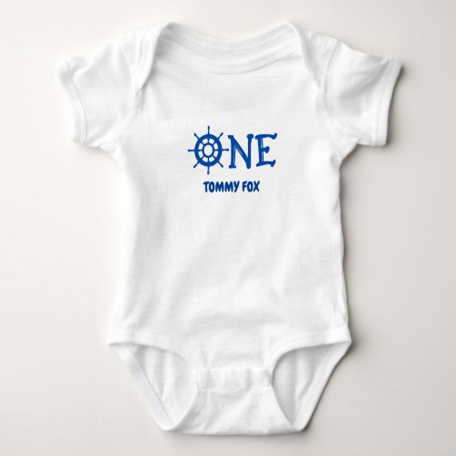 Personalized Name One Print Boat Whell  Baby Bodysuit