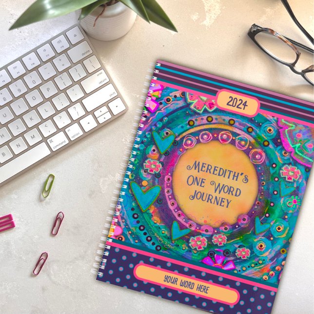 Personalized Name One Word Pretty Floral Stripe Planner (Creator Uploaded)