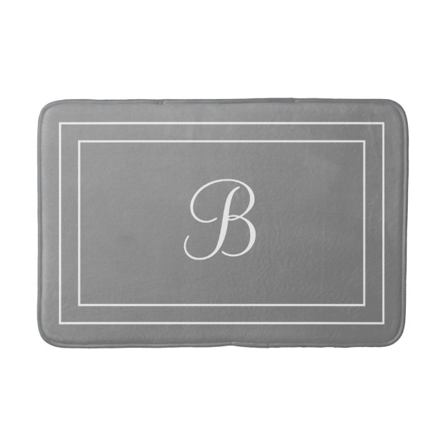 Personalized name or initial gray bath mat (Front)