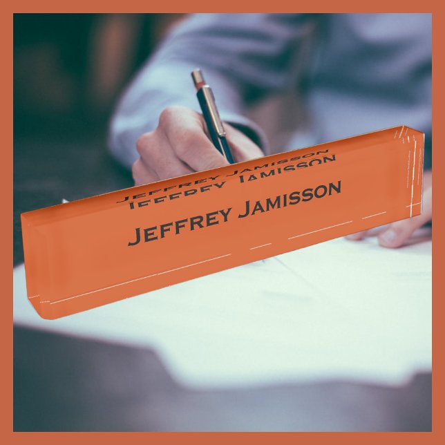 Personalized Name Orange Acrylic Desk Name Plate (Creator Uploaded)