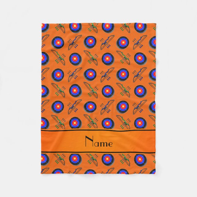 Personalized name orange archery fleece blanket (Front)