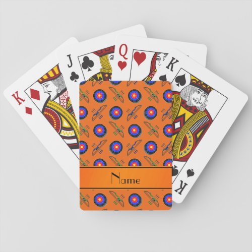 Personalized name orange archery poker cards