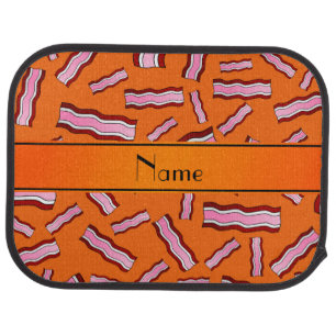 Personalized name orange bacon pattern car floor mat