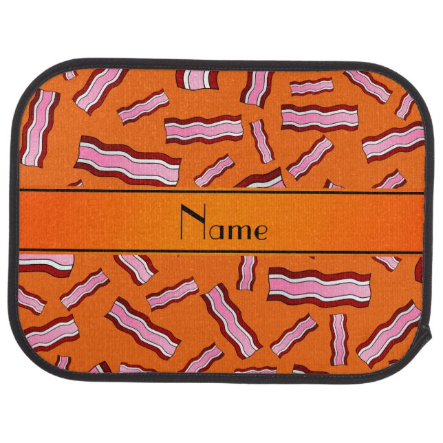 Personalized name orange bacon pattern car floor mat (Rear)
