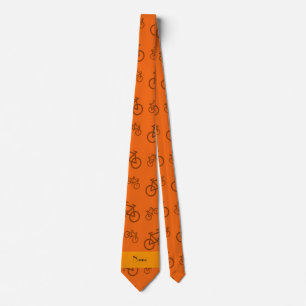 Personalized name orange bicycles tie