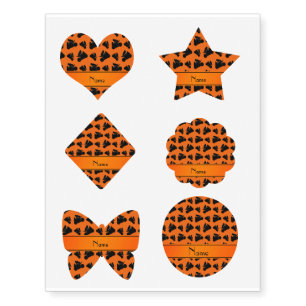 Personalized name orange black motorcycle racing temporary tattoos