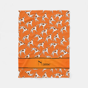 Personalized name orange borzoi dog pattern fleece blanket