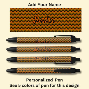 Personalized Name, Orange Brown Chevron Zig Zag Pen