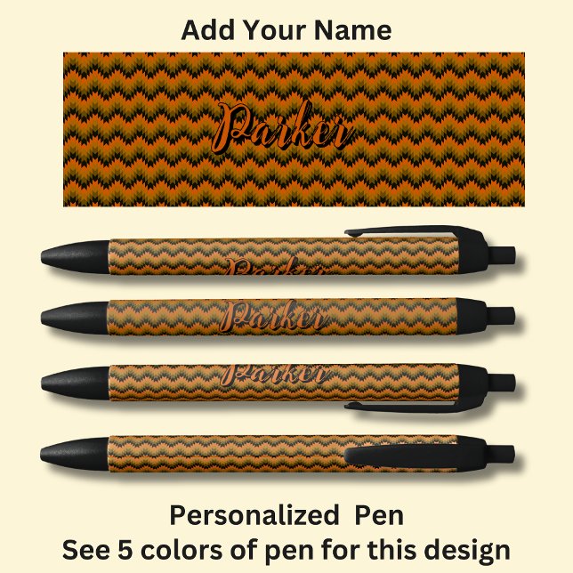 Personalized Name, Orange Brown Chevron Zig Zag  Pen (Creator Uploaded)