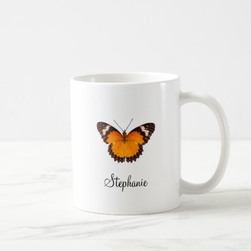 Personalized Name Orange Butterfly Mug