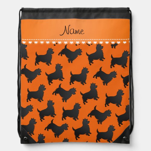 Personalized name orange cairn terrier dogs drawstring bag
