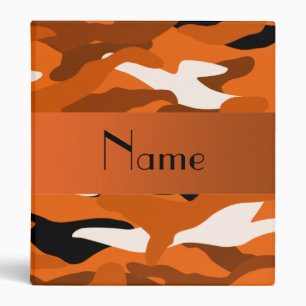 Personalized name orange camouflage binder