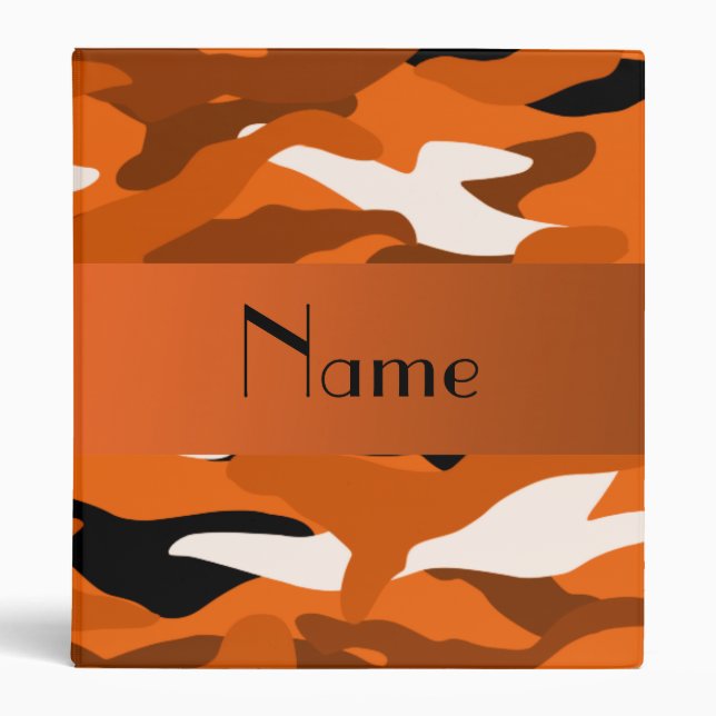 Personalized name orange camouflage binder (Front)