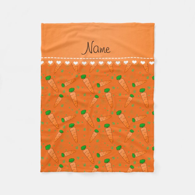 Personalized name orange carrots fleece blanket (Front)