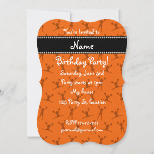 Personalized name orange cheerleader pattern invitation