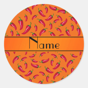 Personalized name orange chili pepper classic round sticker