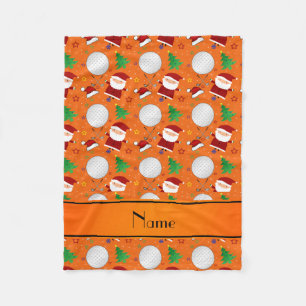 Personalized name orange christmas golfing fleece blanket