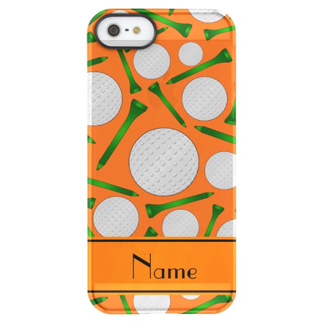 Personalized name orange golf balls tees uncommon iPhone case (Back)