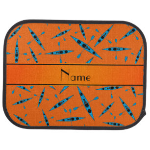 Personalized name orange kayaks car floor mat