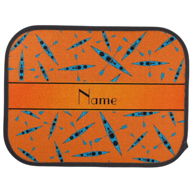 Personalized name orange kayaks car floor mat (Rear)