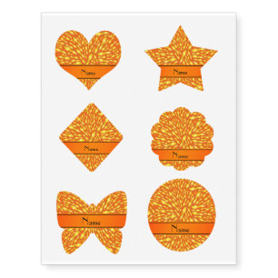 Personalized name orange lightning bolts temporary tattoos