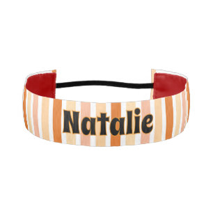 Personalized Name ORANGE LINE STRIPES Athletic Headband