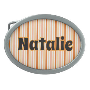 Personalized Name ORANGE LINE STRIPES Belt Buckle