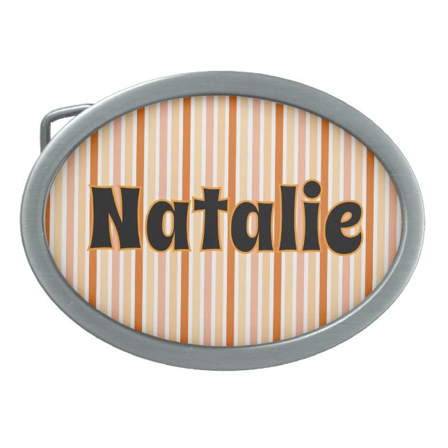 Personalized Name ORANGE LINE STRIPES Belt Buckle (Front)