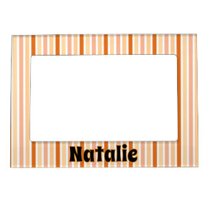 Personalized Name ORANGE LINE STRIPES Magnetic Frame
