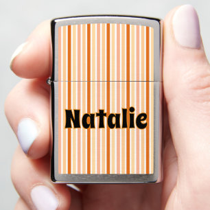 Personalized Name ORANGE LINE STRIPES Zippo Lighter