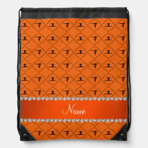 Personalized name orange moroccan gymnastics drawstring bag