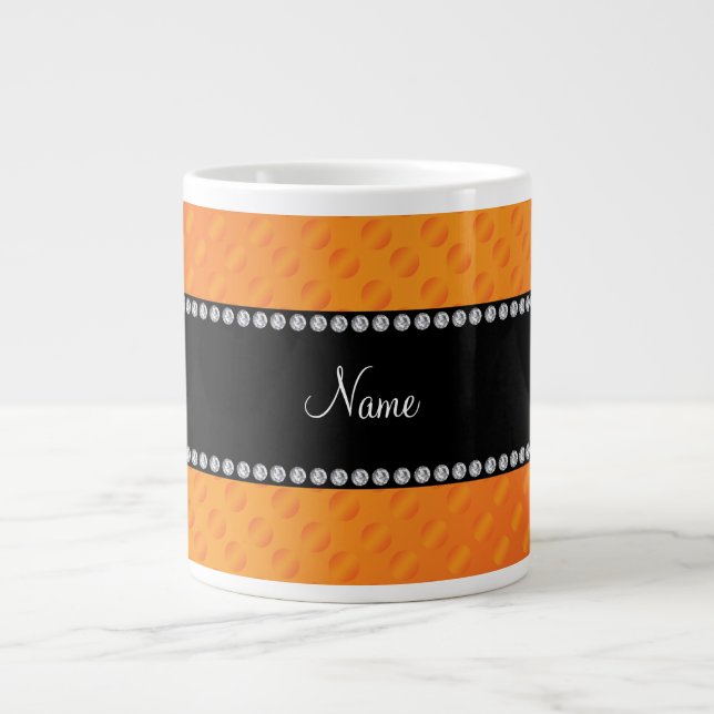 Personalized name orange polka dots large coffee mug (Front)