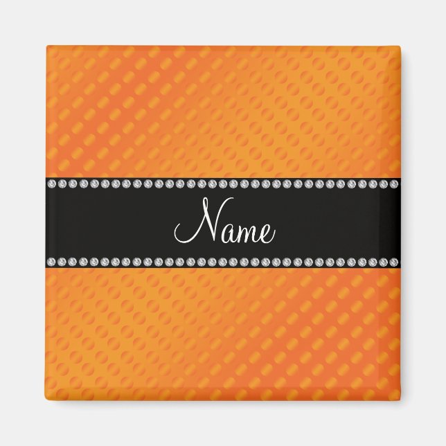 Personalized name orange polka dots magnet (Front)