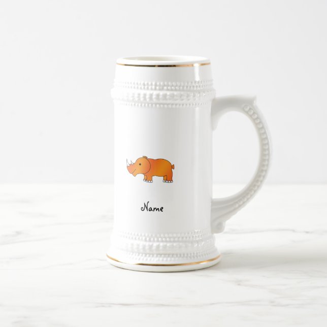 Personalized name orange rhino beer stein (Right)