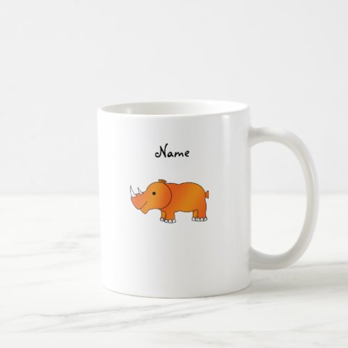 Personalized name orange rhino coffee mug