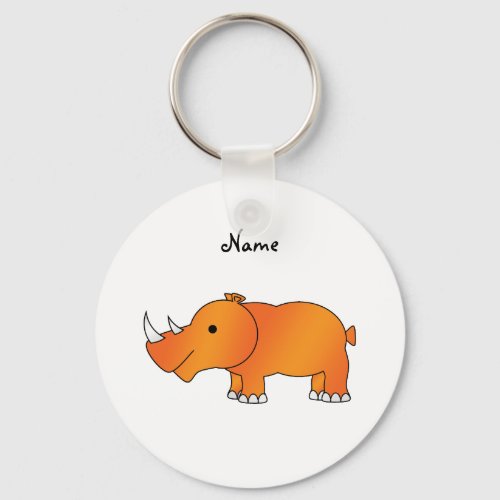 Personalized name orange rhino keychain