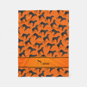 Personalized name orange rottweiler dog pattern fleece blanket
