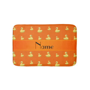 Personalized name orange rubber duck pattern bathroom mat
